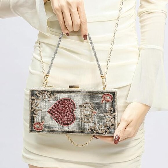 Neiman Marcus Minaudière Red Heart Purse - Picture 4 of 8